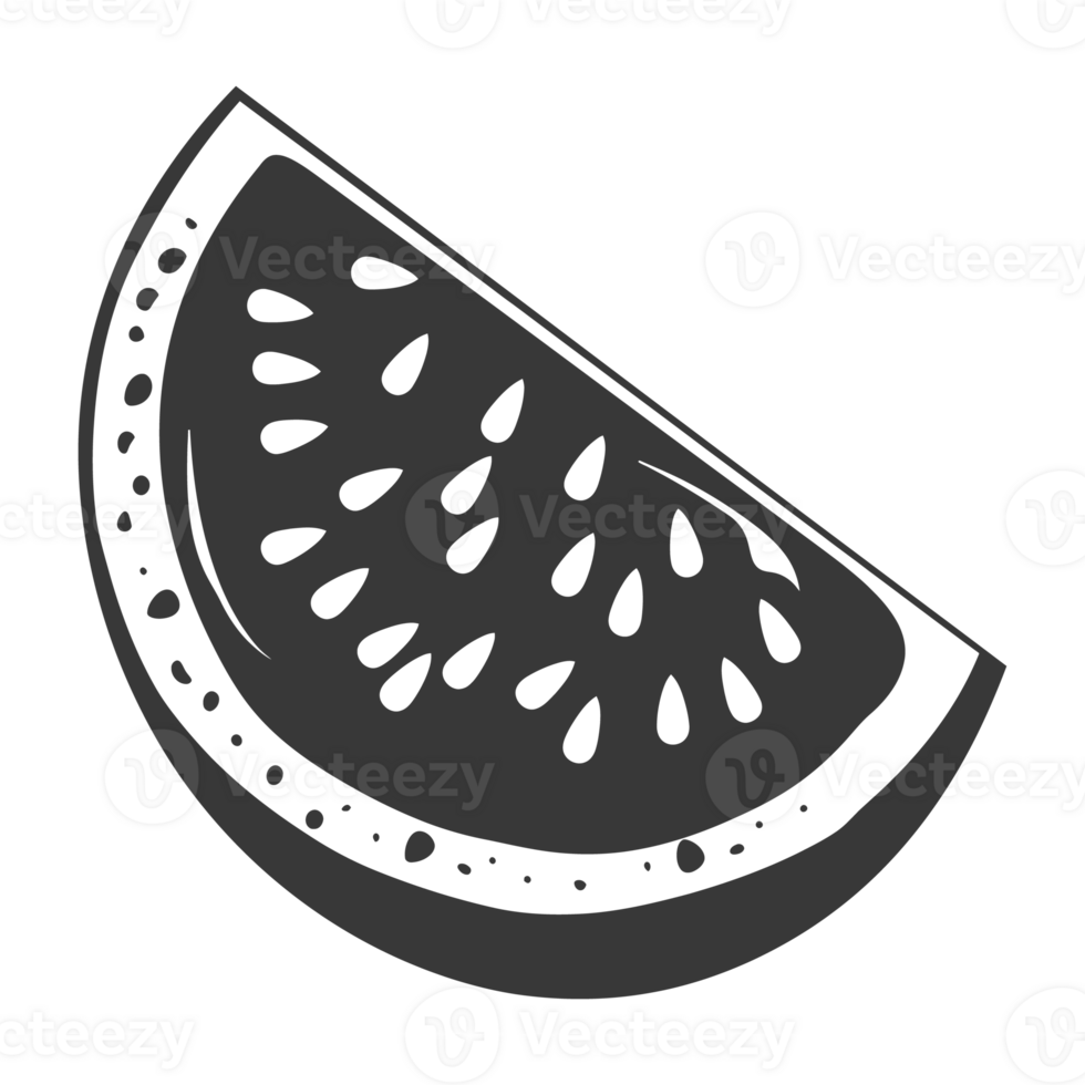 AI generated Silhouette Watermelon Fruit black color only png