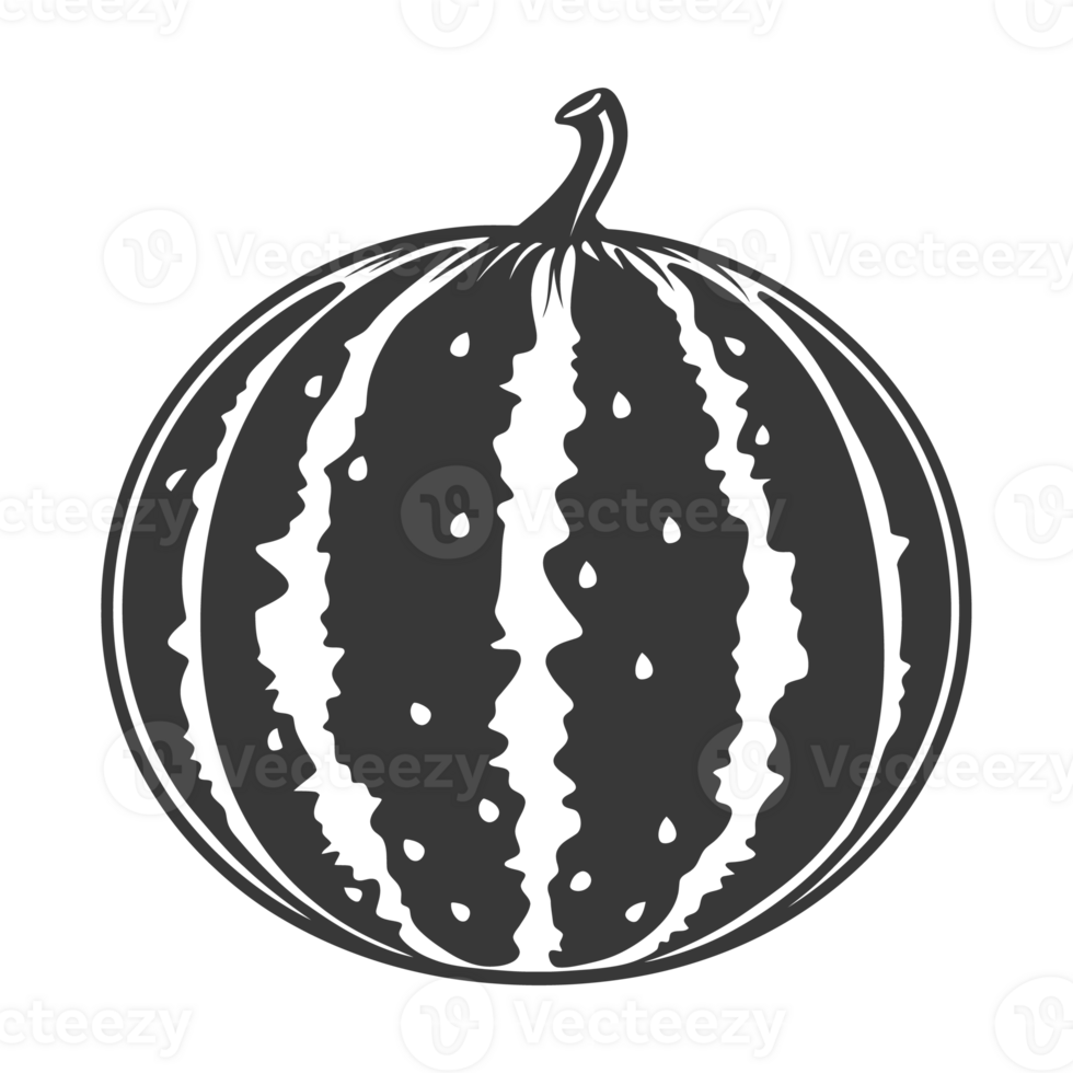 AI generated Silhouette Watermelon Fruit black color only png