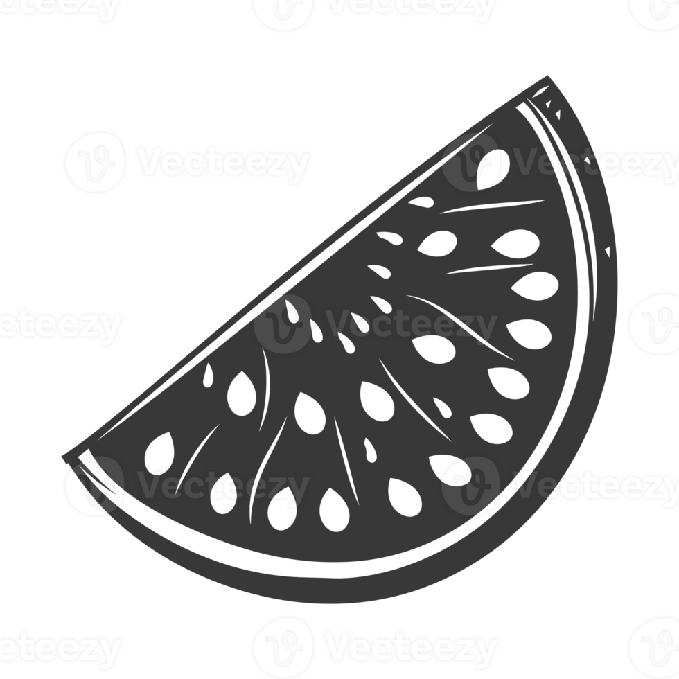 AI generated Silhouette Watermelon Fruit black color only png