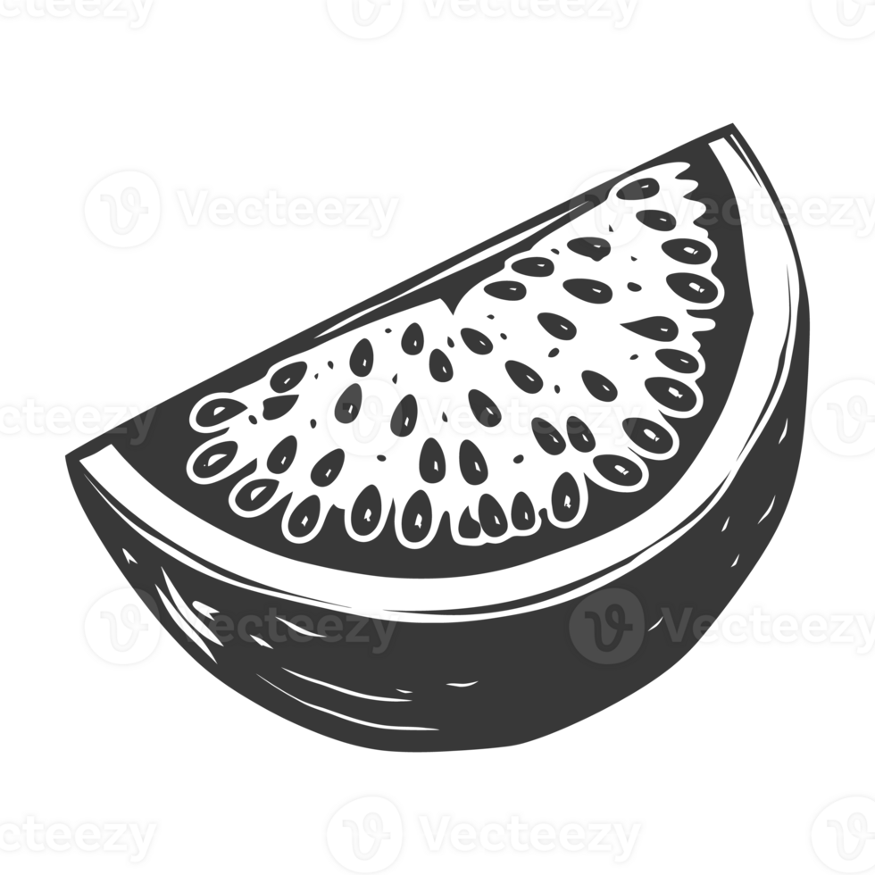 AI generated Silhouette Watermelon Fruit black color only png