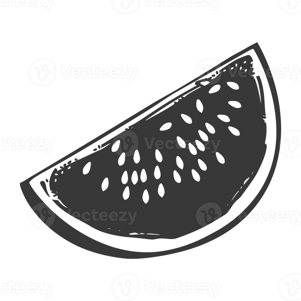 AI generated Silhouette Watermelon Fruit black color only png
