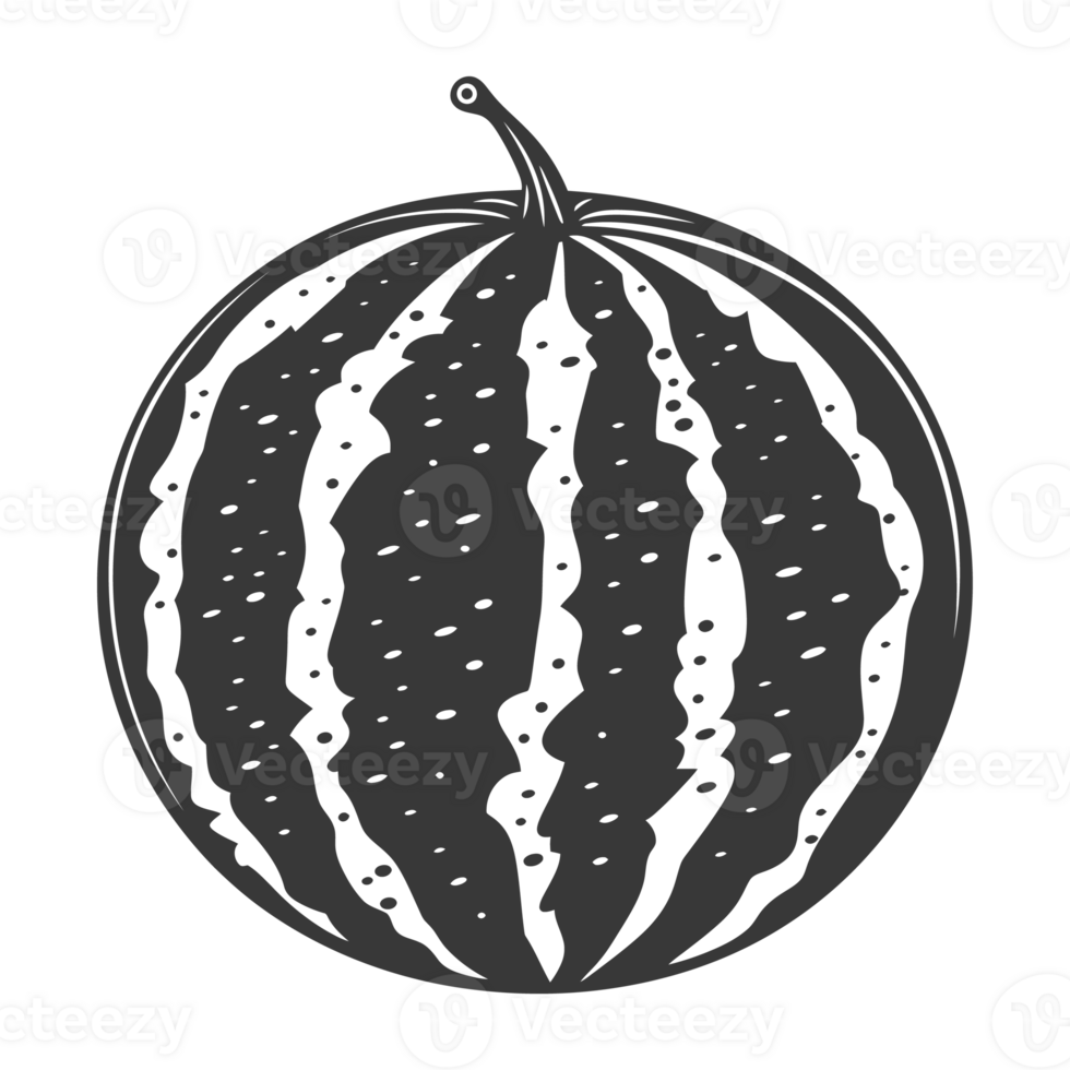 AI generated Silhouette Watermelon Fruit black color only png