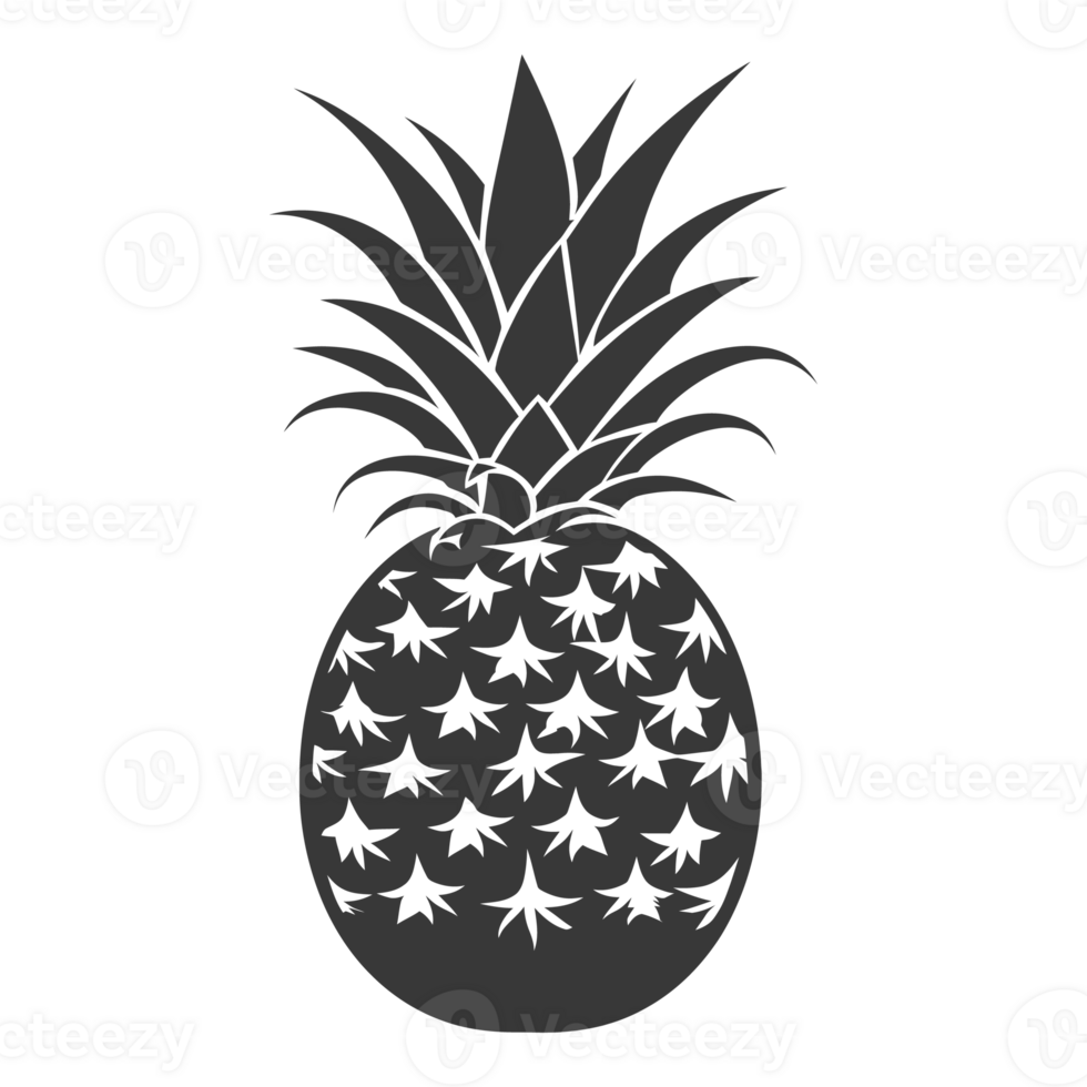 AI generated Silhouette Pineapple Fruit black color only png
