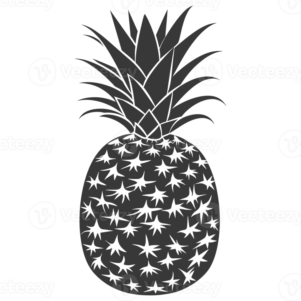 AI generated Silhouette Pineapple Fruit black color only png