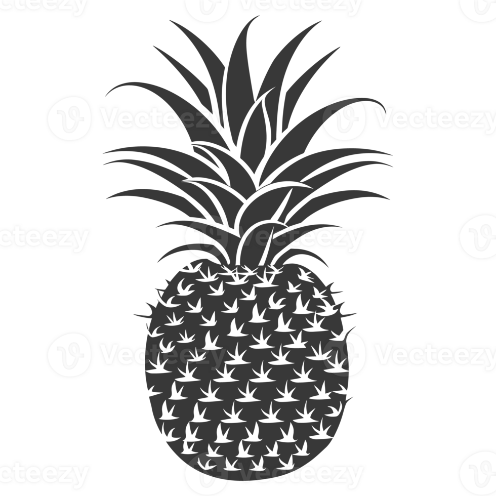 AI generated Silhouette Pineapple Fruit black color only png