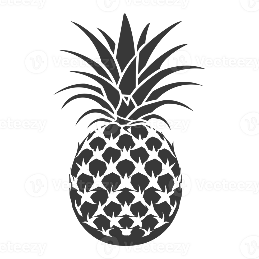 AI generated Silhouette Pineapple Fruit black color only png