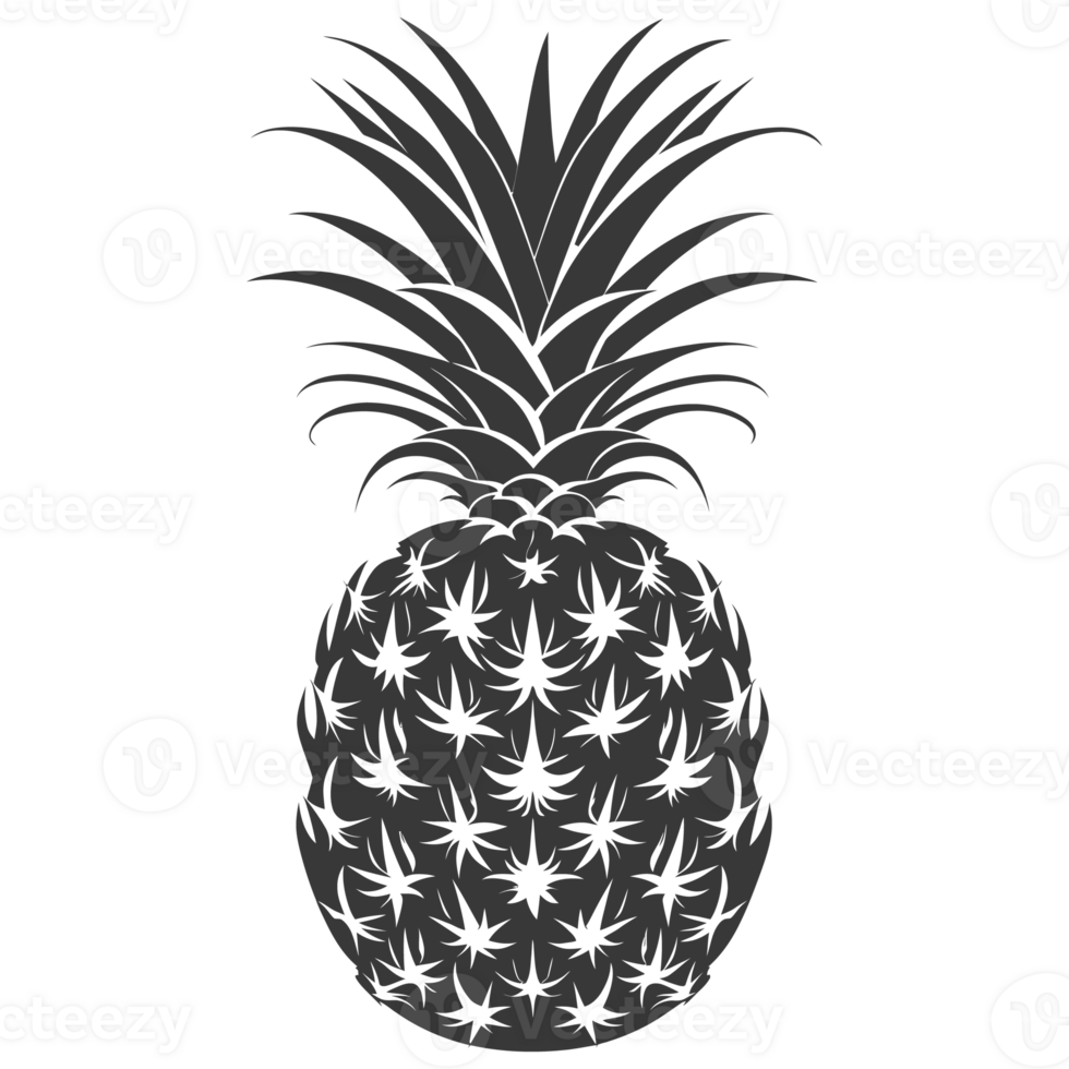 AI generated Silhouette Pineapple Fruit black color only png