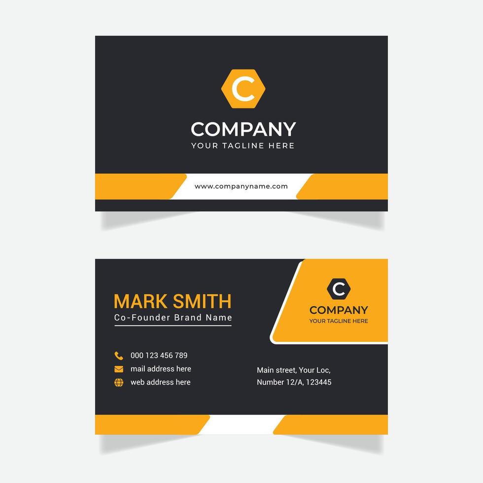 Professional orange and black business card design Print vector