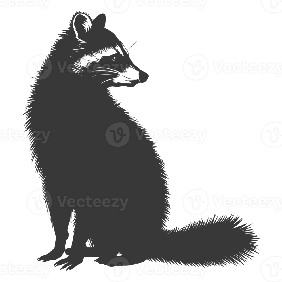 ai genererad silhuett tvättbjörn djur- svart Färg endast full kropp png