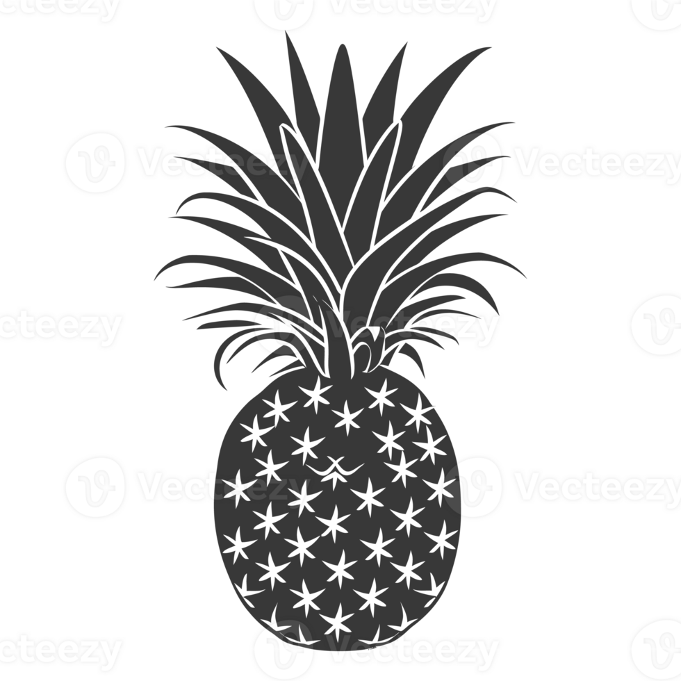 AI generated Silhouette Pineapple Fruit black color only png