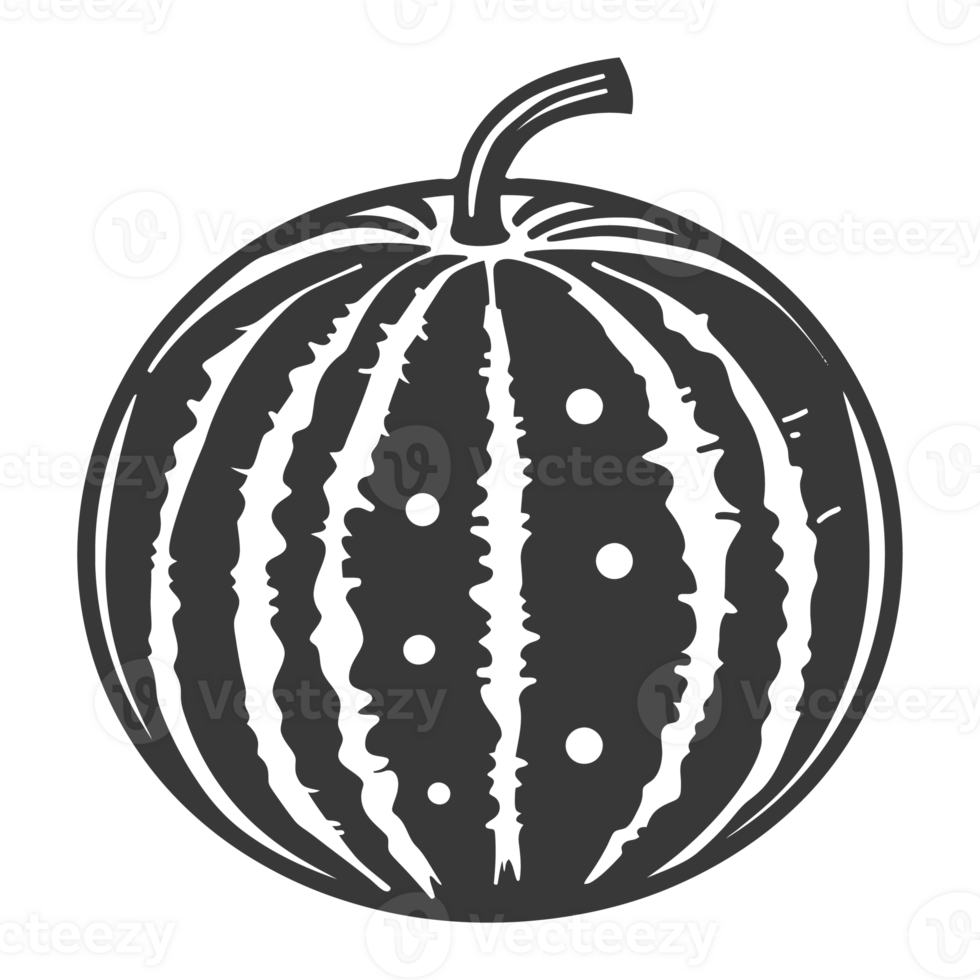 AI generated Silhouette Watermelon Fruit black color only png