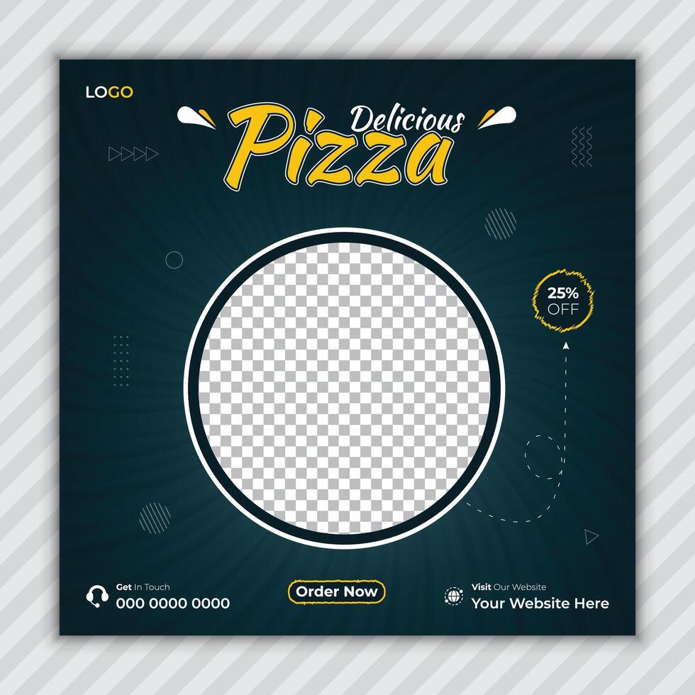 Pizza social media post banner template. Delicious pizza story design vector