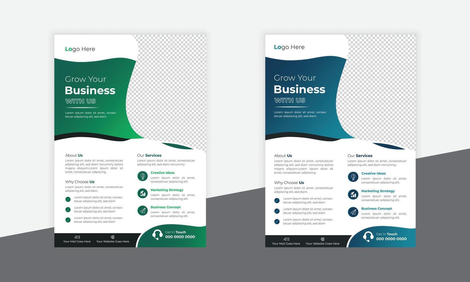 Set of corporate business flyer template. Colorful abstract business marketing brochure design vector