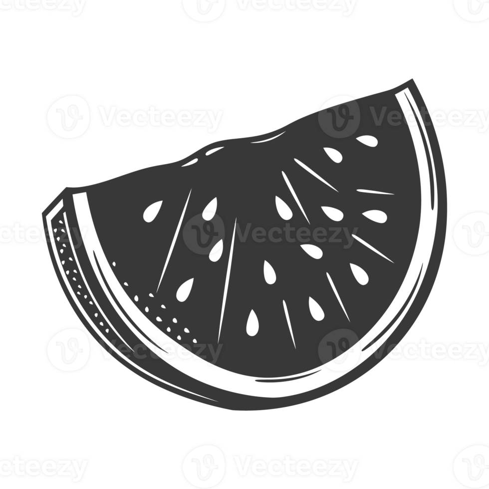 AI generated Silhouette Watermelon Fruit black color only png