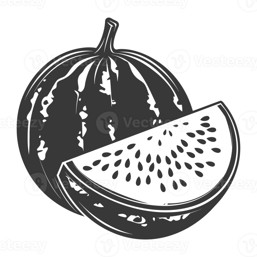 AI generated Silhouette Watermelon Fruit black color only png