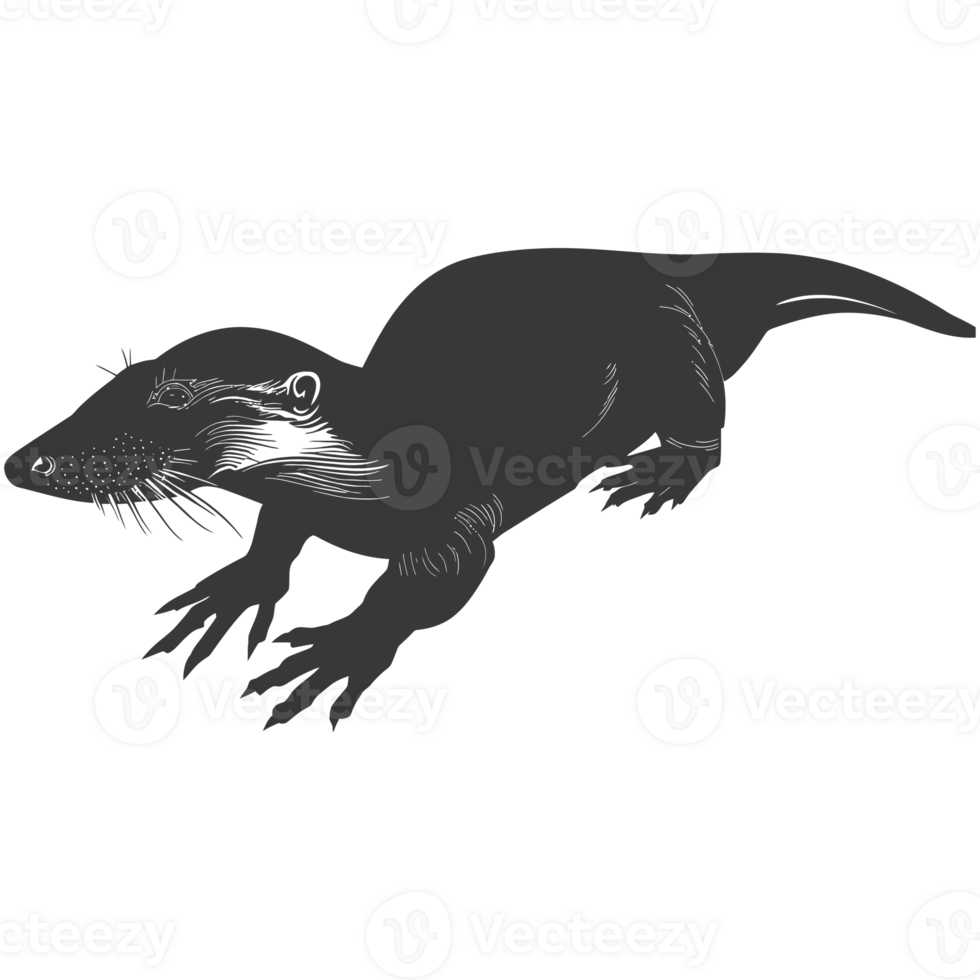 AI generated Silhouette platypus animal black color only full body png