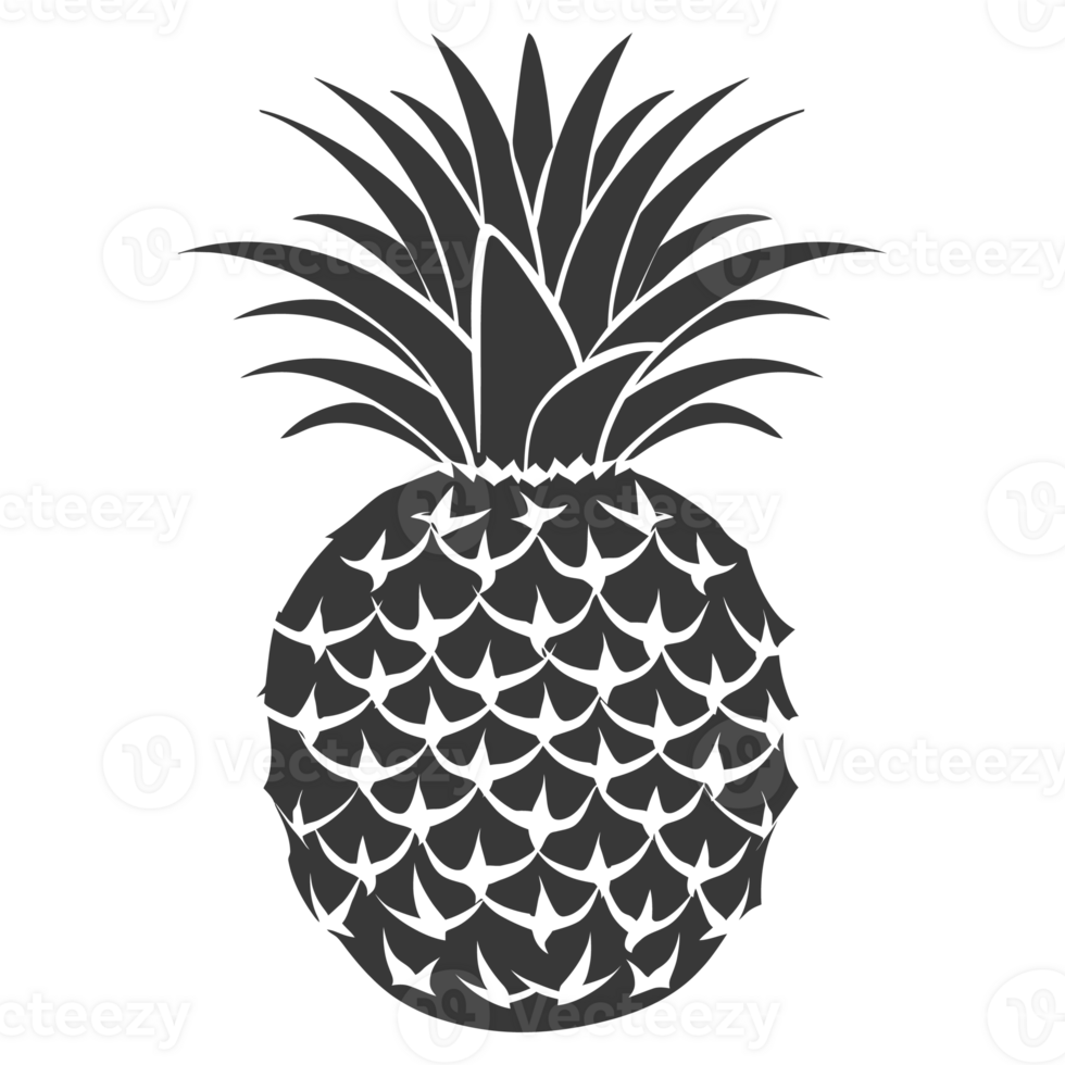 AI generated Silhouette Pineapple Fruit black color only png
