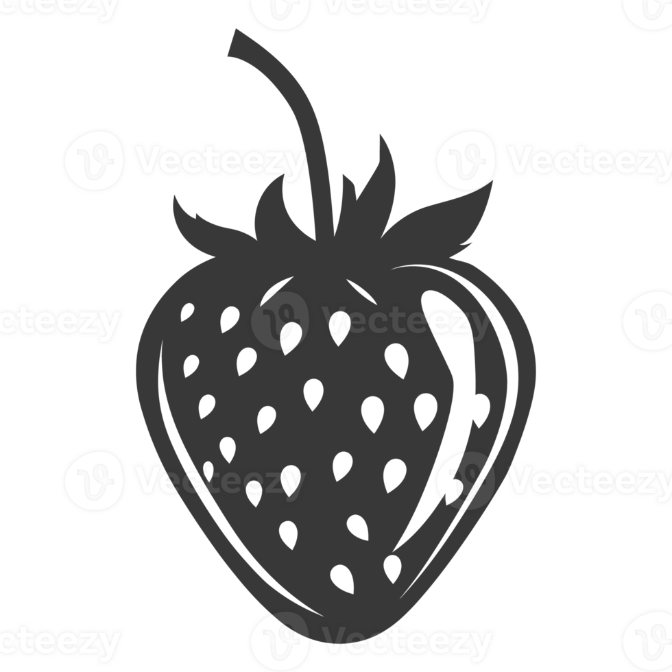 AI generated Silhouette Strawberry Fruit black color only png
