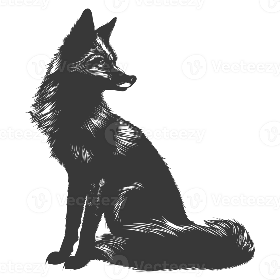 ai generiert Silhouette rot Fuchs Tier schwarz Farbe nur voll Körper png