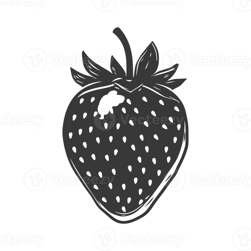 AI generated Silhouette Strawberry Fruit black color only png