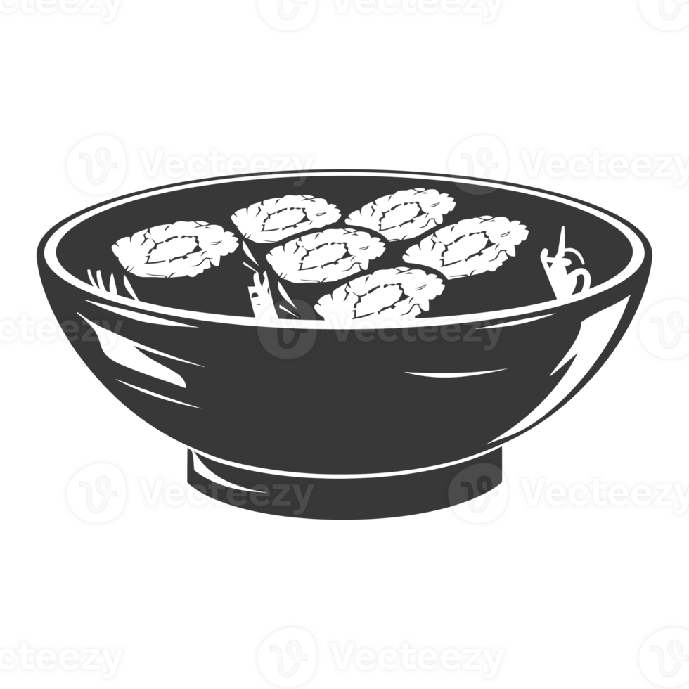AI generated Silhouette Sushi or kimbab Dish black color only png