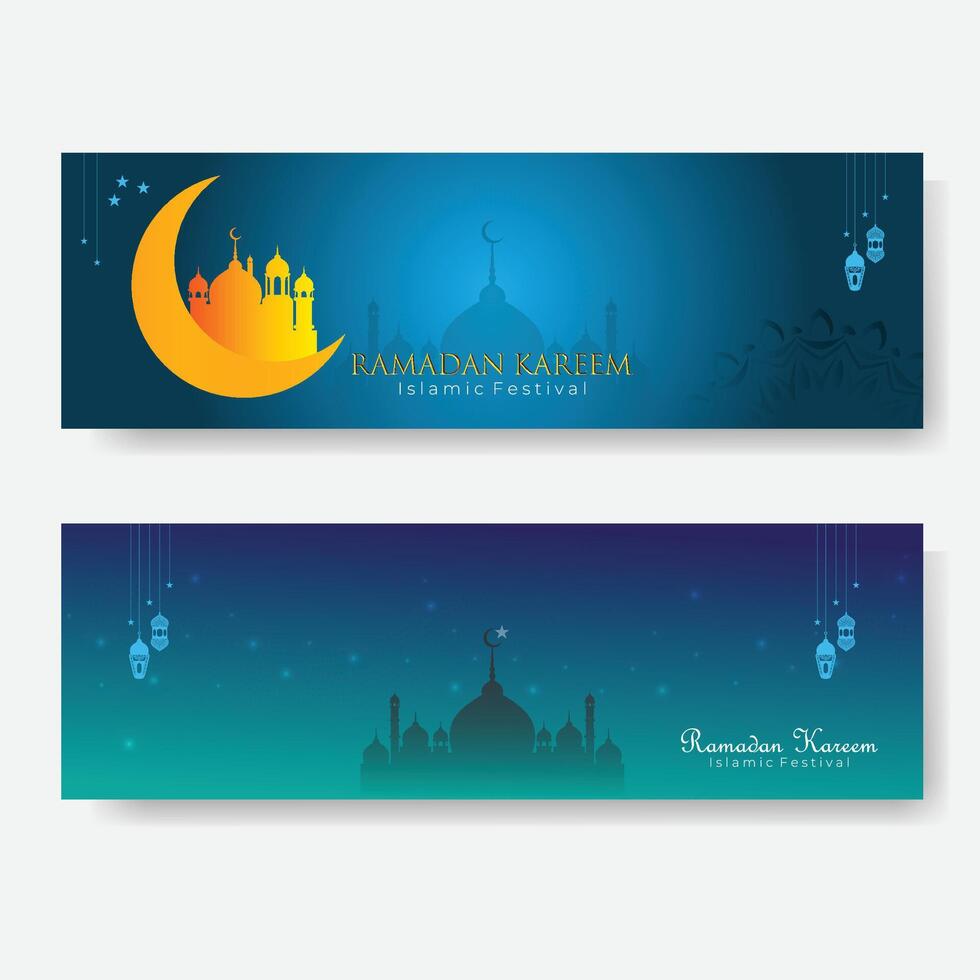 Eid festival Ramadan kareem banner design with text space vector