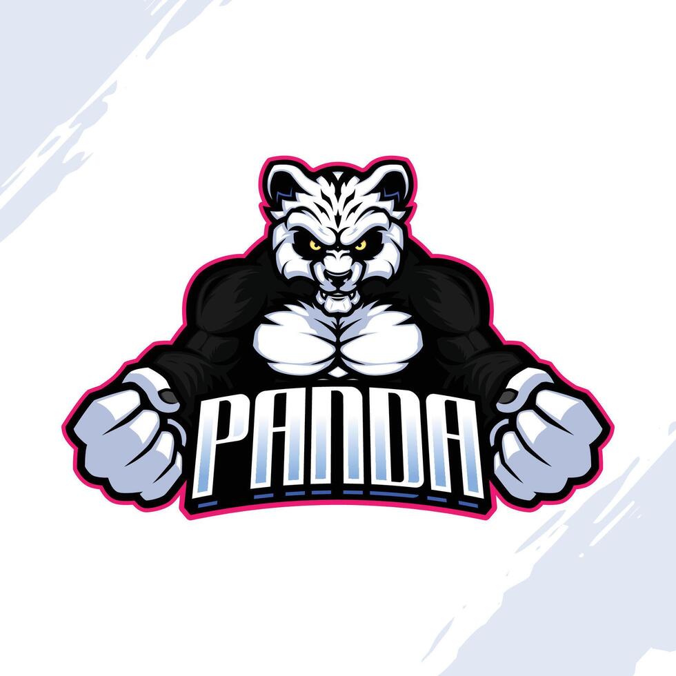 Strong Body Builder Panda Mascot Logo vector
