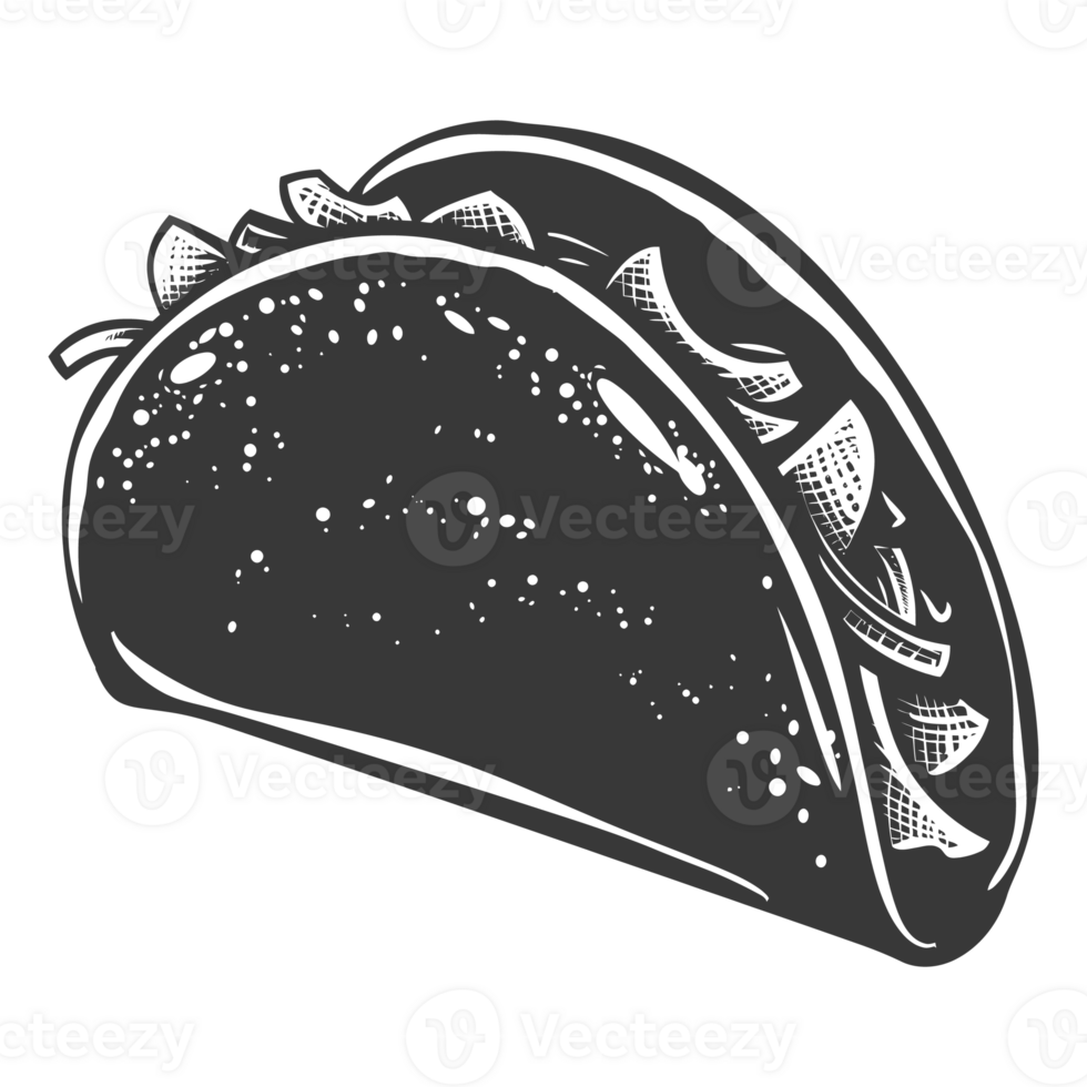 AI generated Silhouette taco food black color only png