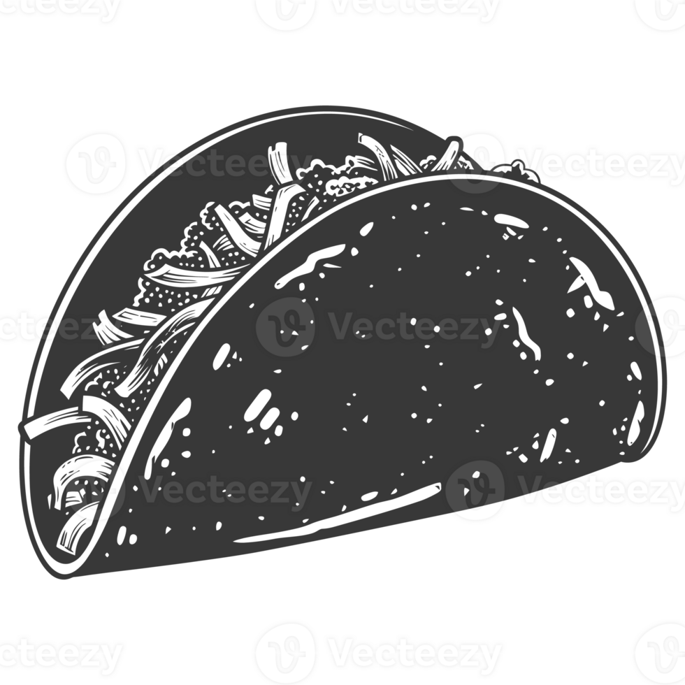 AI generated Silhouette taco food black color only png