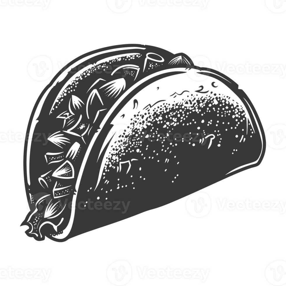 AI generated Silhouette taco food black color only png