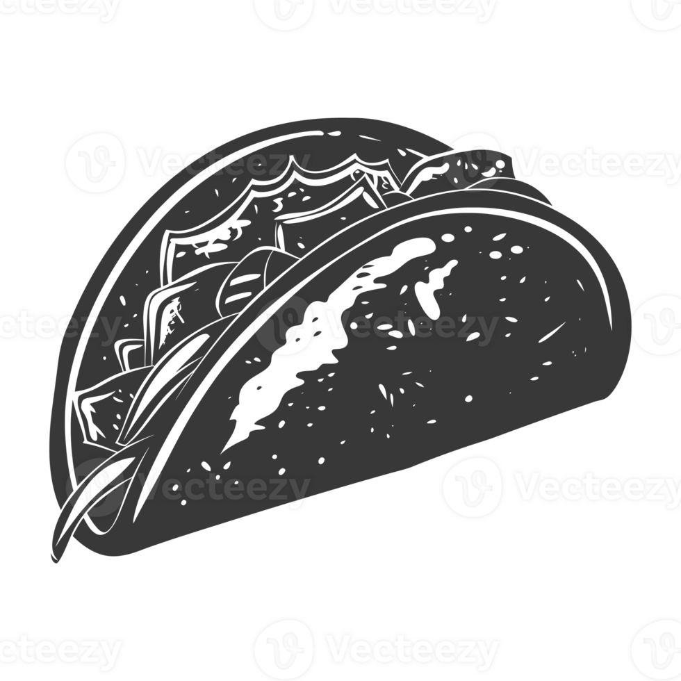 AI generated Silhouette taco food black color only png
