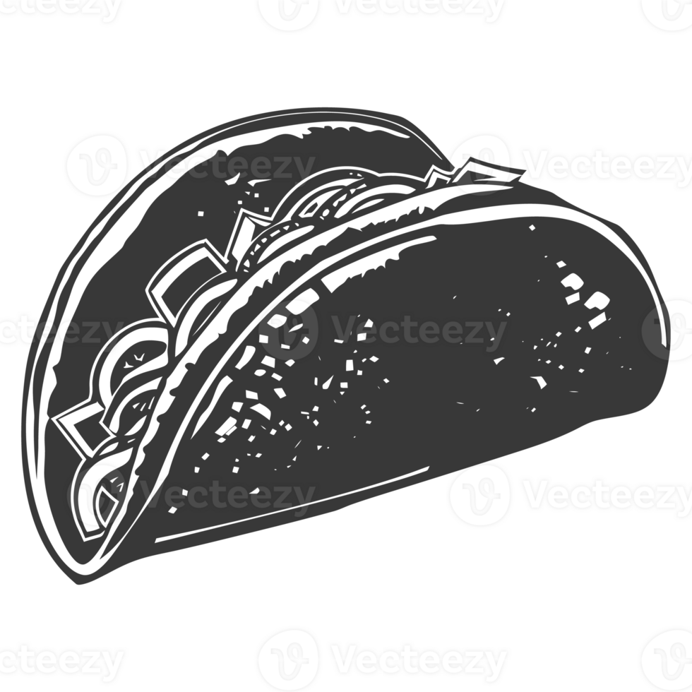 AI generated Silhouette taco food black color only png