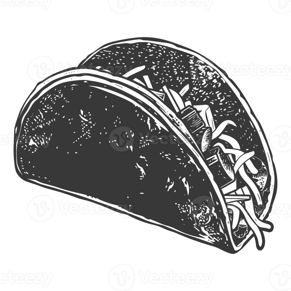 AI generated Silhouette taco food black color only png