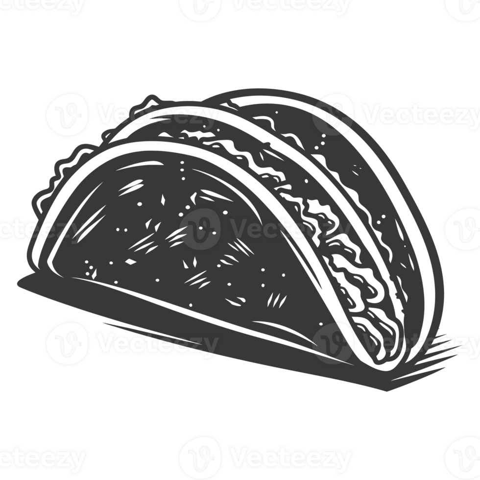 AI generated Silhouette taco food black color only png