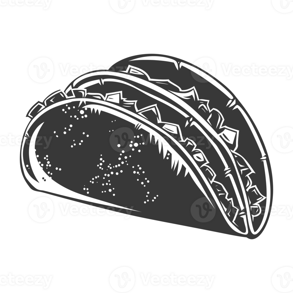 AI generated Silhouette taco food black color only png