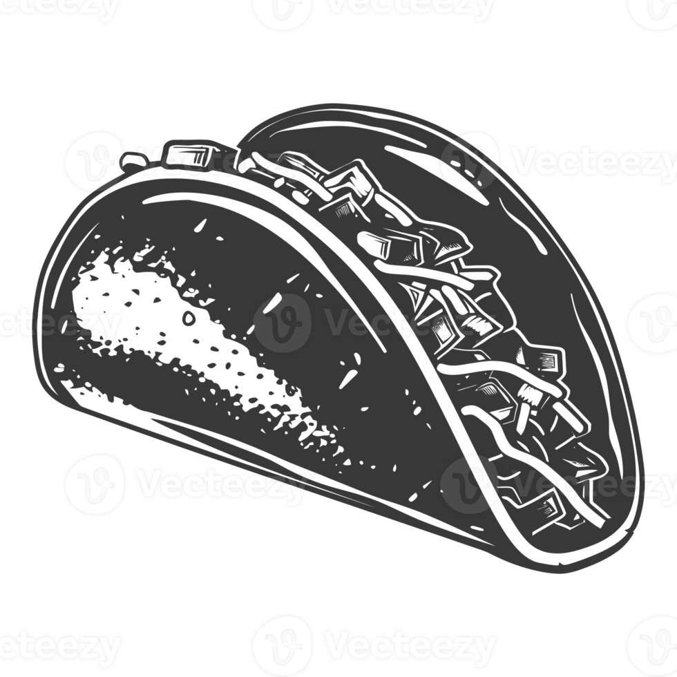 AI generated Silhouette taco food black color only png