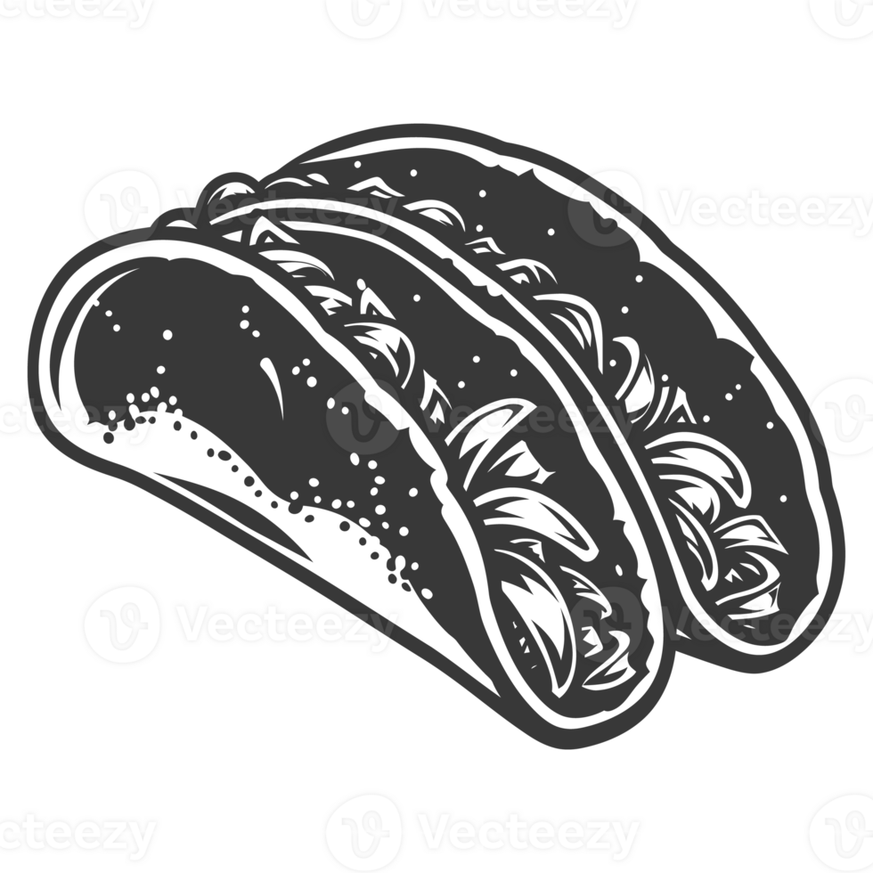 AI generated Silhouette taco food black color only png