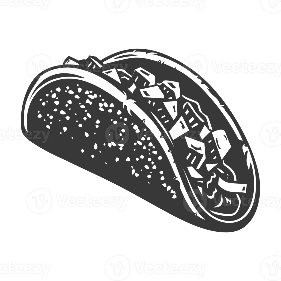 AI generated Silhouette taco food black color only png