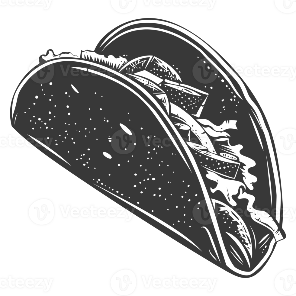 AI generated Silhouette taco food black color only png