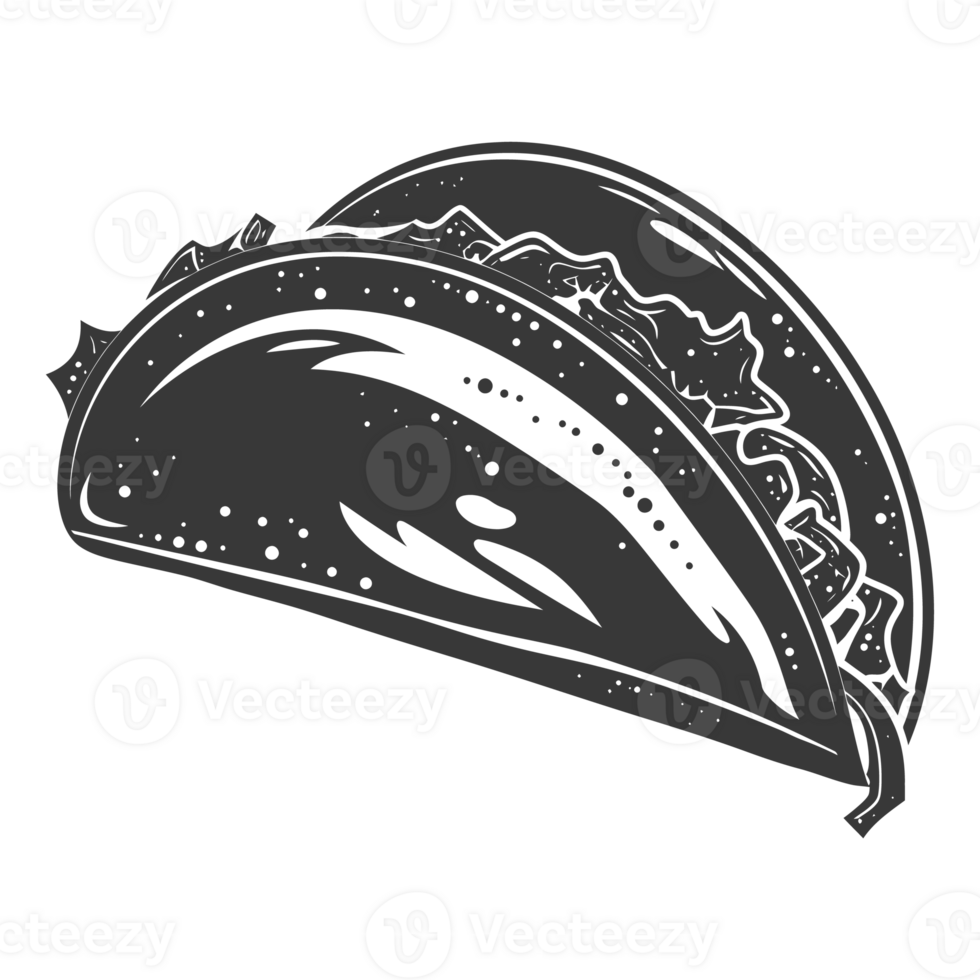 AI generated Silhouette taco food black color only png