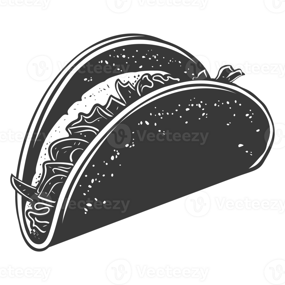 AI generated Silhouette taco food black color only png