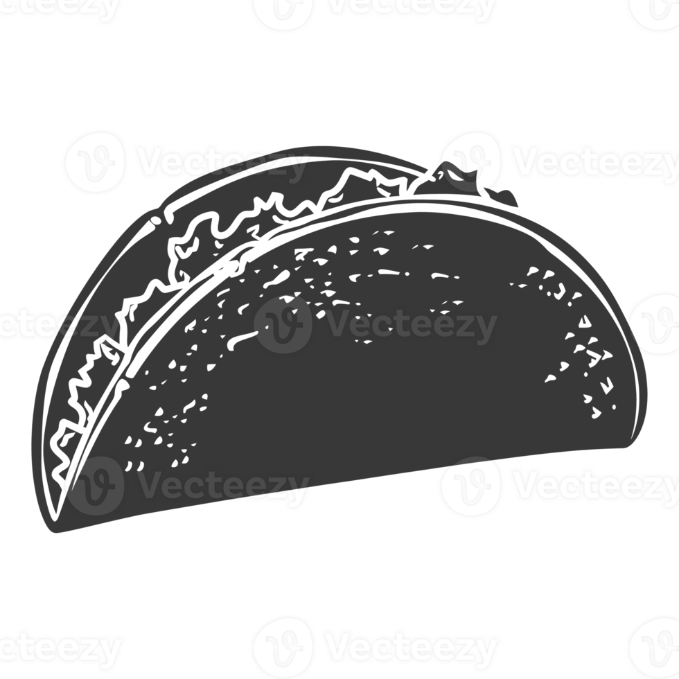 AI generated Silhouette taco food black color only png