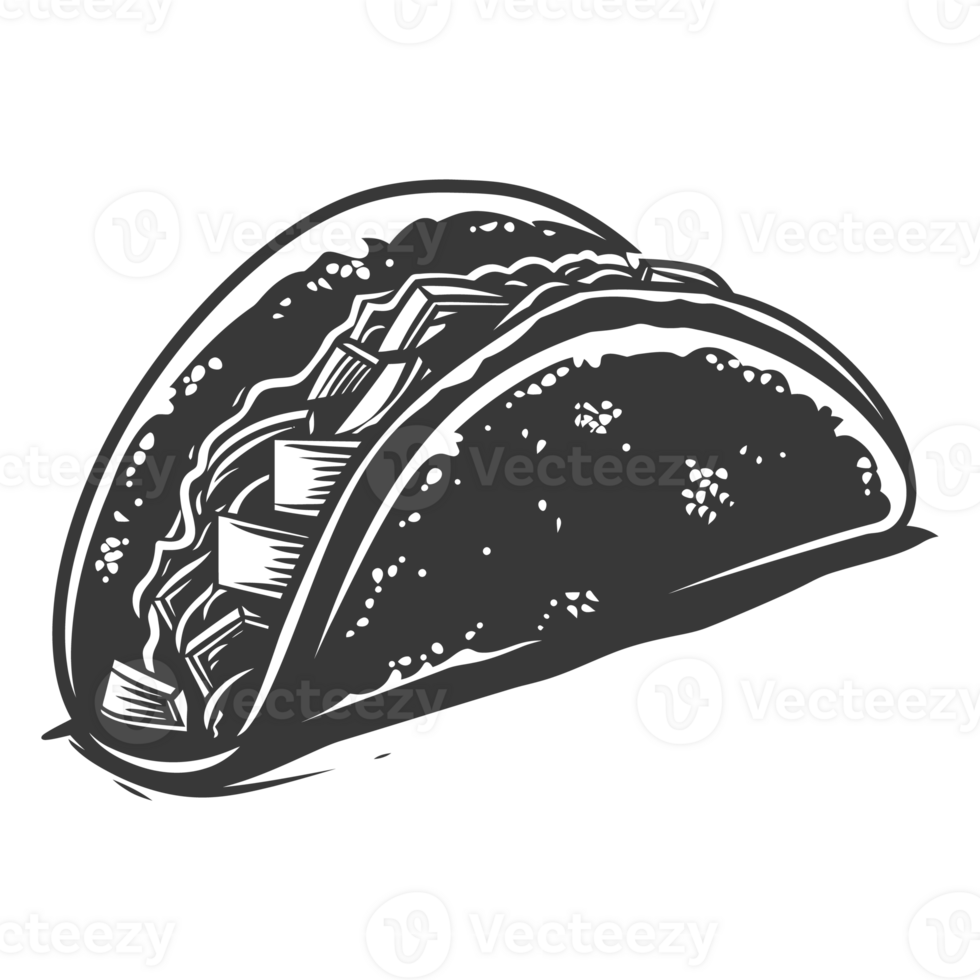 ai gegenereerd silhouet taco voedsel zwart kleur enkel en alleen png