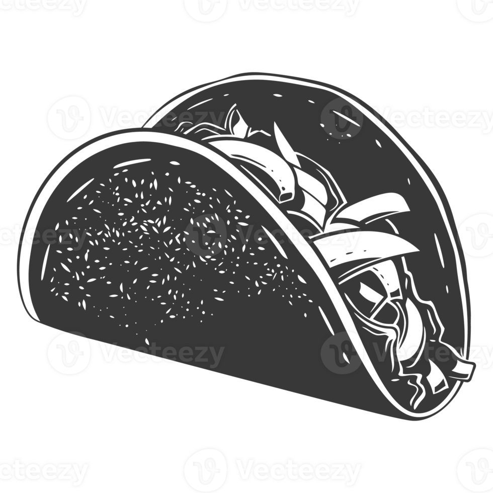 AI generated Silhouette taco food black color only png