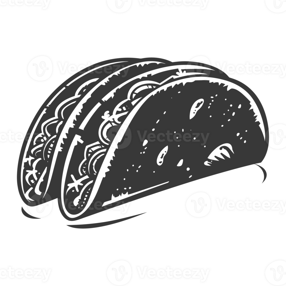 AI generated Silhouette taco food black color only png