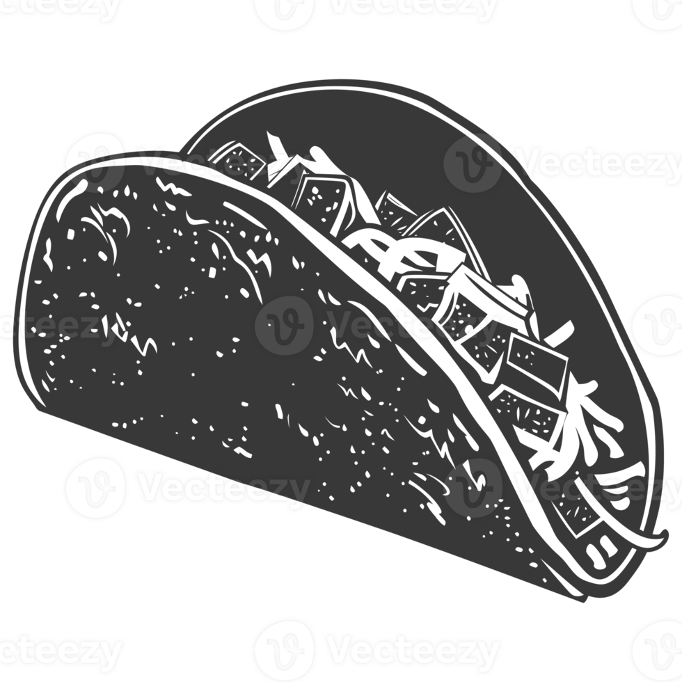 AI generated Silhouette taco food black color only png