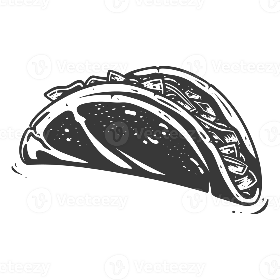 AI generated Silhouette taco food black color only png