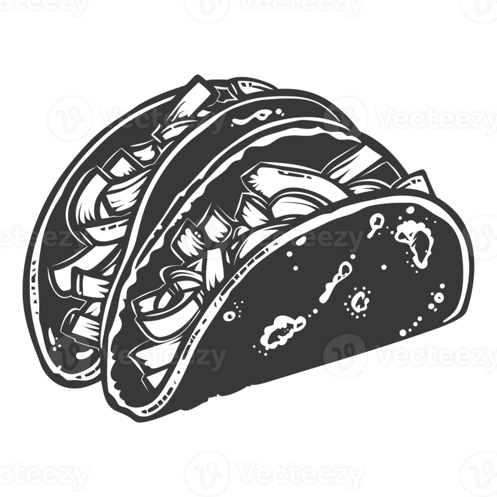 AI generated Silhouette taco food black color only png