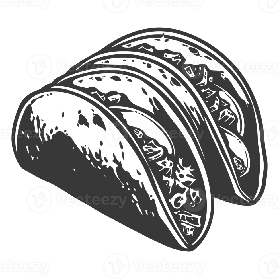 AI generated Silhouette taco food black color only png