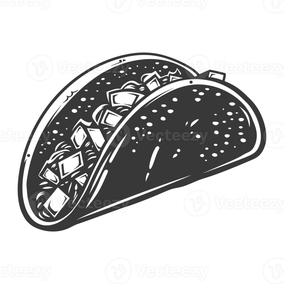 AI generated Silhouette taco food black color only png